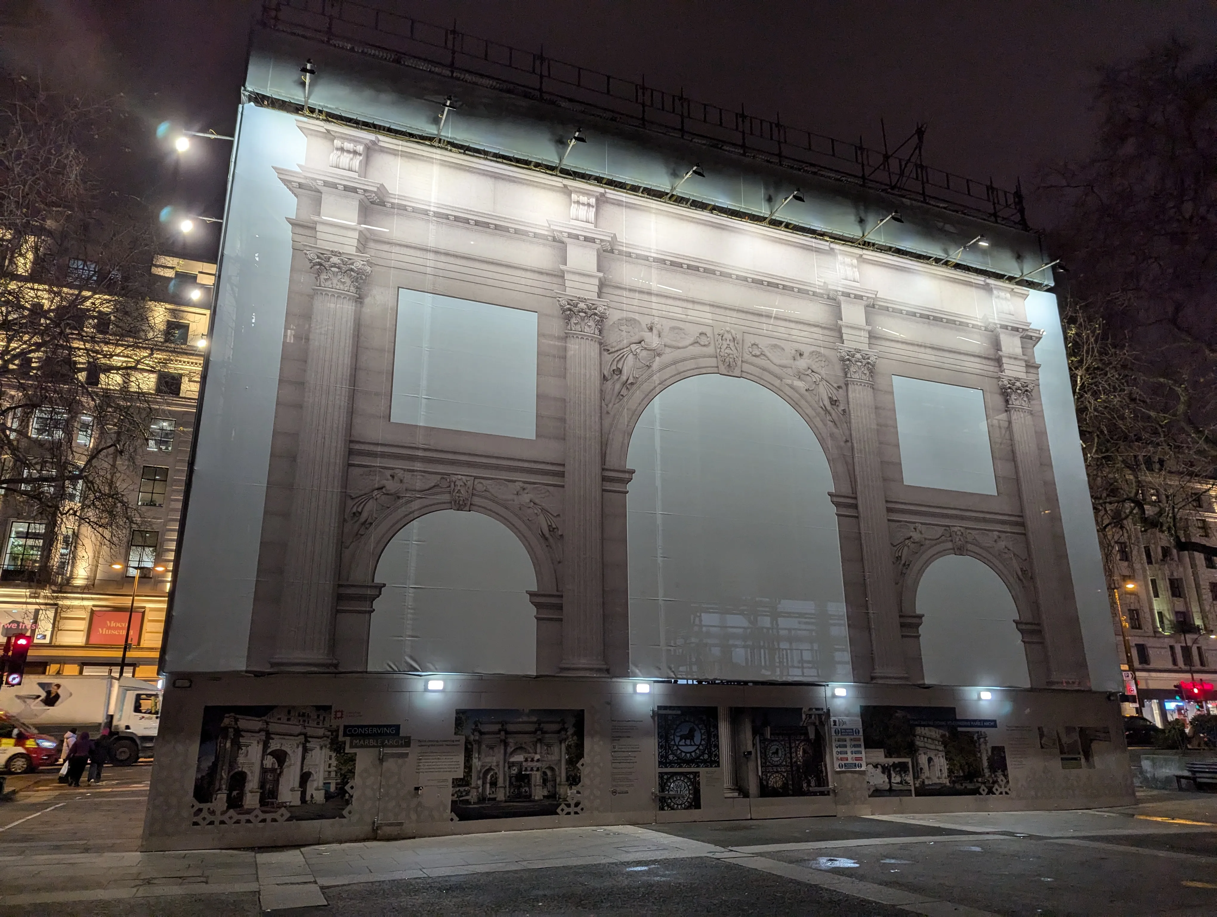 Marble Arch covered with a picture of itself